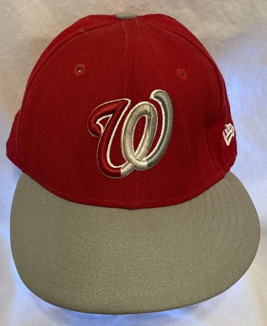 Washington Nationals New Era 59Fifty Size 7 1/8 Fitted Hat Cap MLB  Red / Gray