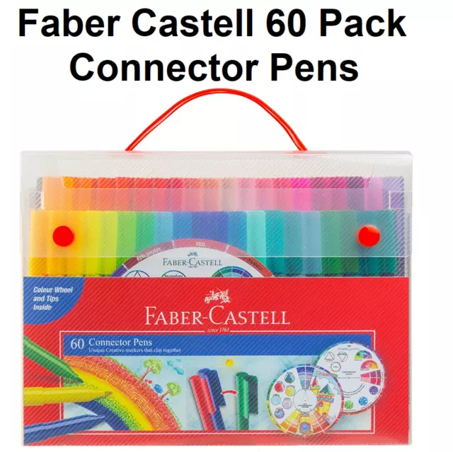 60 Pack Faber Castell Connector Pens Texters Texta Set Kids Adults Colouring Set