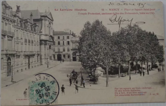 NANCY 54 cpa Place et square Saint Jean Temple Protestant Bon Etat 1905