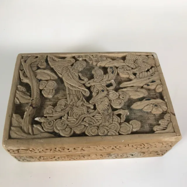 Antique Chinese Cinnabar Lacquer Box 2