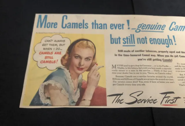 1940’s War Time Service First Camel Cigarettes Newspaper Comic Print Ad 2