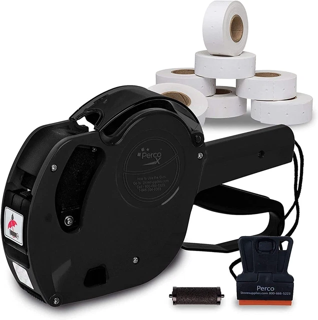 Perco X 1 Line Price Gun Kit - 1 Line Label Gun with 9000 White Blank Labels, an