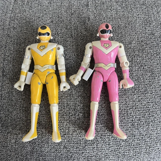 Set De 2 Figurines Power Rangers - Himitsu Sentai Gorenger Rouge Et Jaune - Chogokin Vintage Japon