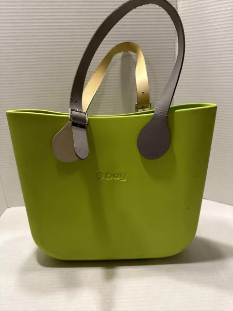 NEW O BAG Obag Italy Eva Compound Tote Sage Green With Liner 15.5”W x11.5” H $148.00 -