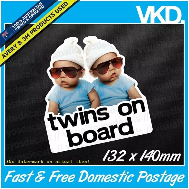 Twins on Board Sticker/Decal - Baby Boy Girl Vinyl Sign Hangover Car Mumlife 4x4