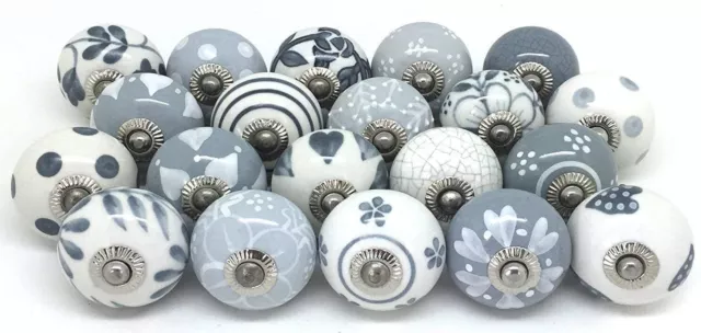 Ceramic Vintage Assorted Colorful Drawer Handle Door Knobs And Pulls White/Grey