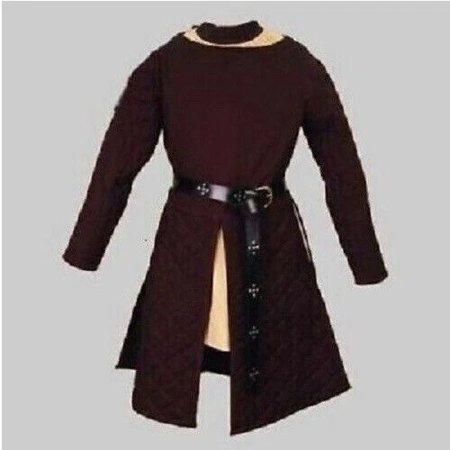Thick Padded Gambeson Long Coat Aketon Jacket Armor Costume Cotton