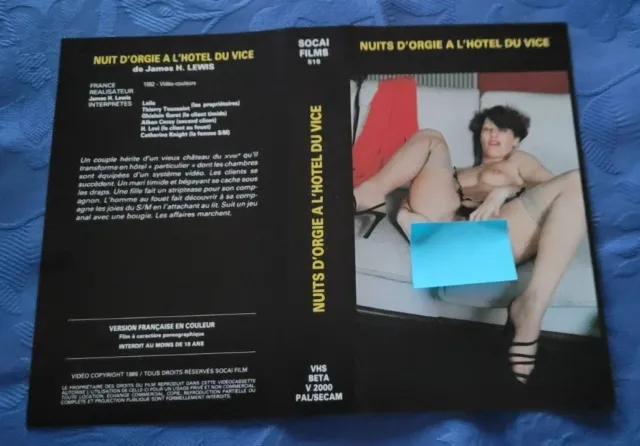 ,Ancienne Jaquette De Cassette Vhs 28,5 X 21 "Nuits D'orgie A L'hote  "Erotique