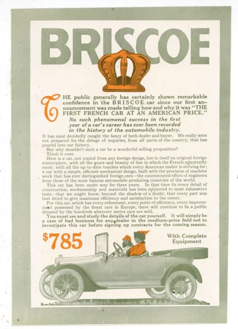 1915 Briscoe Motor Co. Story & Pics: 4 pg. True Centerfold on Cardstock. Jackson
