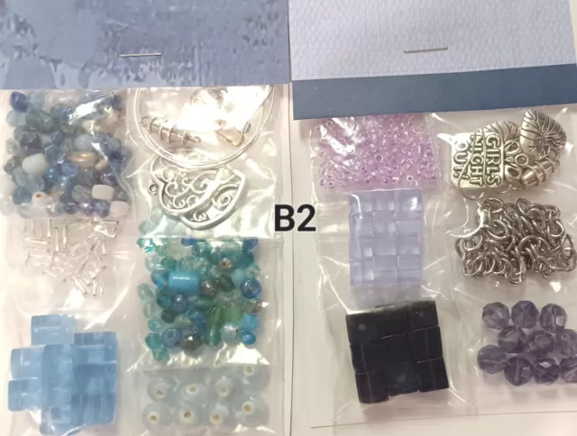 2 Bead Jewelry Making Kits  Glass Beads kit Beading Charms Spacer Mixed Lot