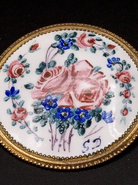 Grosse Broche En Porcelaine Sur Bronze/ Bouquet De Pivoines Peintent ...../Ga3