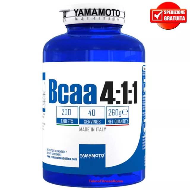 Bcaa 4:1:1 YAMAMOTO NUTRITION con Vitamine B1 e B6 200 cpr Aminoacidi Ramificati