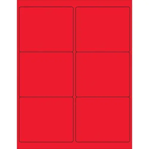 Tape Logic Rettangolare Laser Etichette,4 " x 8.5cm,Fluorescente Red,600 / Case