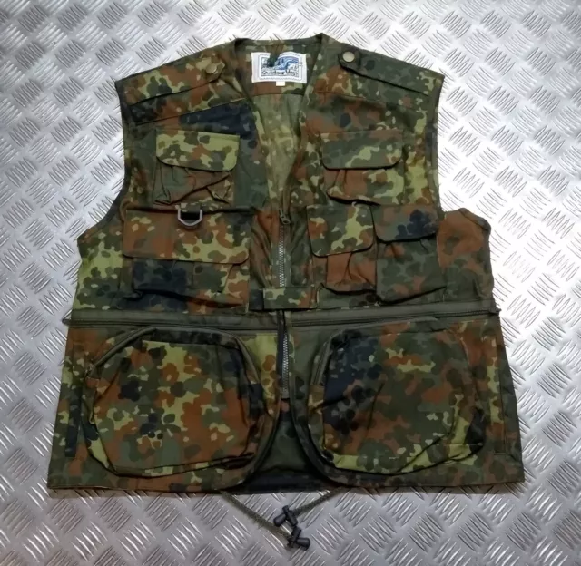 Fishing Hunters Photographers Multi Pocket Vest Flecktarn Camo - All Sizes - NEW