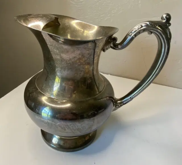 Silver Plate Water Pitcher With Ice Guard Lip 8" x 5"