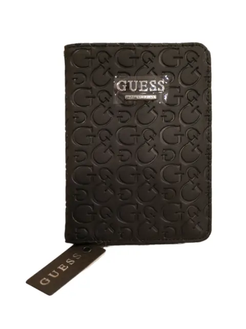 New W Tags Guess Black Logo Passport Case Embossed G  Wallet Credit Card
