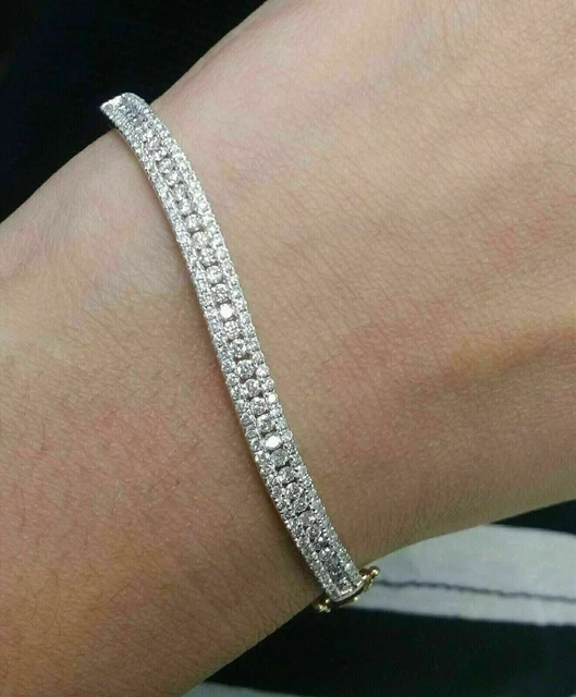 Lab Created Round Diamond Tennis Wedding Women's Bracelet 14k White Gold Plated