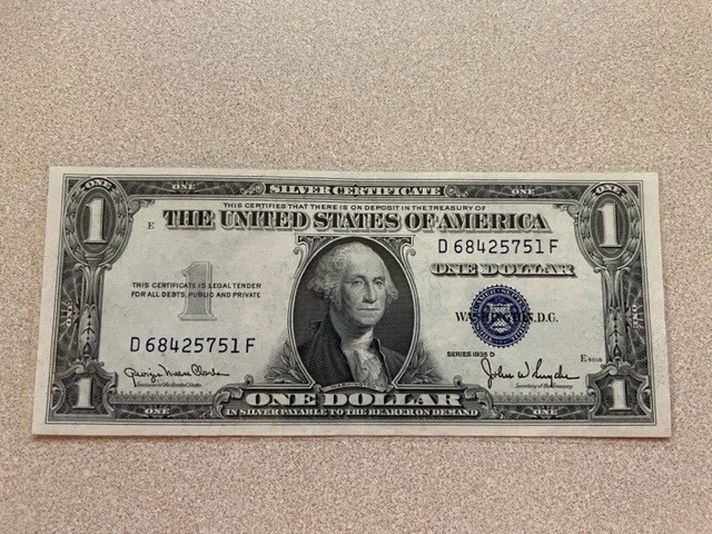 1935D One Dollar Silver Certificate, Uncirculated Crisp-Clean In Sleeve, #28
