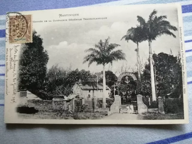 Superbe et rare carte de 1903 de Martinique Compagnie Générale Transatlantique