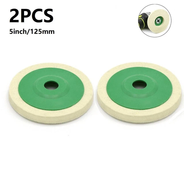 Lot De 5 Disques De Polissage En Feutre De Laine 125 Mm - Pour Meuleuse D'angle, Vitesse Max 15300 Tr/min, Trou 22,2 Mm