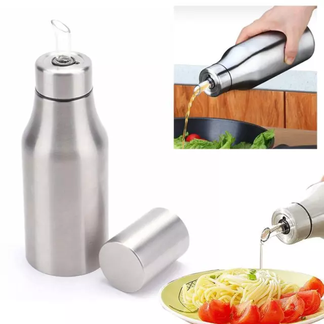 Oliera acciaio inox 500 ml dosatore olio aceto dispenser tappo salvagoccia