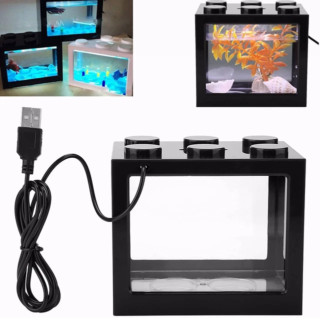Aquarium Fish Tank  Mini Aquarium with LED Light  Desktop Decor Lamp Fish Tank