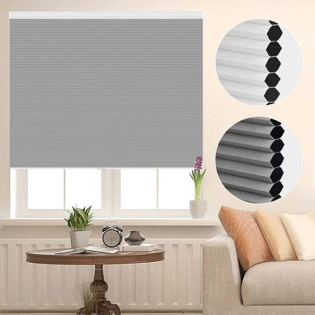 Pull Down Shades for Bedroom Home, 24'' W x 64'' H, Grey-White