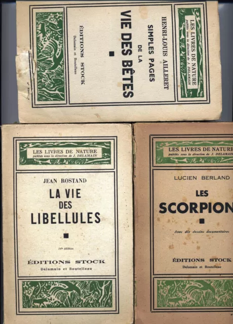 Lot de 5 Les livres de nature guepes oiseaux libellules scorpions 1935-1945 2