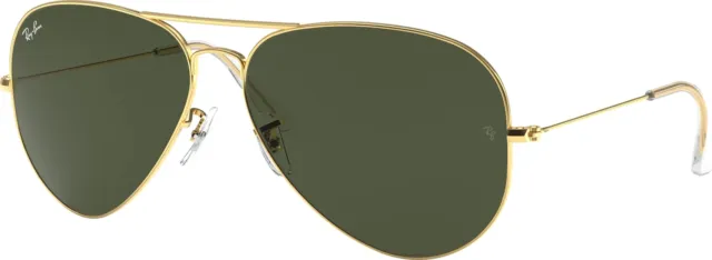 Ray-Ban Aviator Large Metal II Sunglasses, Gold Frame, Crystal Green Lens, 62mm