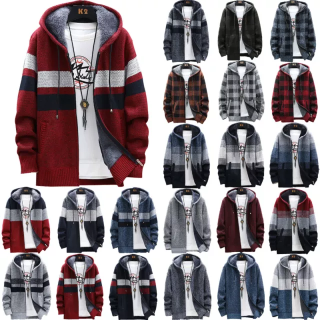 Men Thick Warm Fleece Lined Hooded Hoodie Winter Zip Up Coat Jacket Sweatshirt G