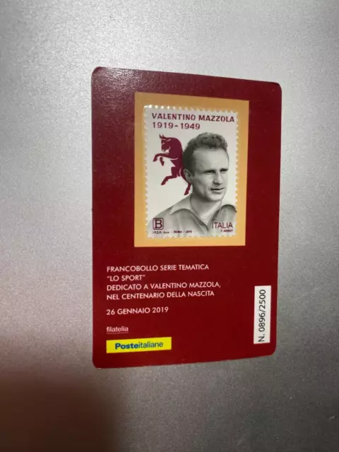 2019 Tessera Filatelica Plastic Card - Valentino Mazzola