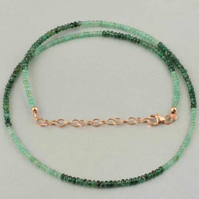 Natural Green Emerald Shaded Beads 925 Silver 18" Chain Handmade Women Necklace 2