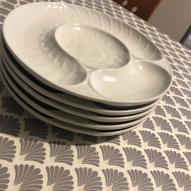 5 assiettes artichauts vintage porcelaine blanche PILLIVUYT 22 cm