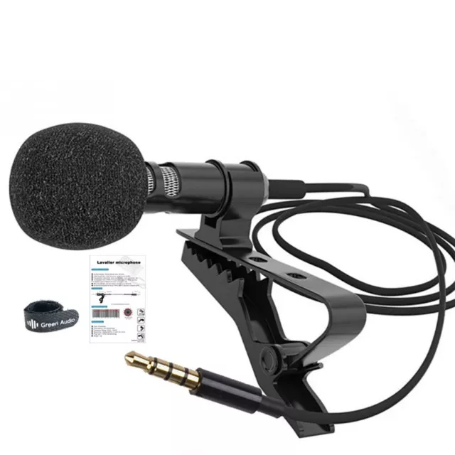 Microphone noir compact Lavalier avec pare-brise portable 3 5 mm micro clipon