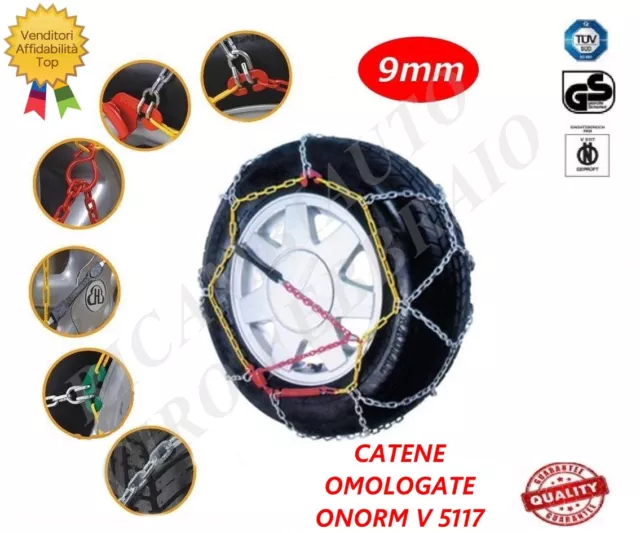 Catene da neve 9mm Omologate Misure Pneumatico 195/50R15 195-50-15 195 50 R 15