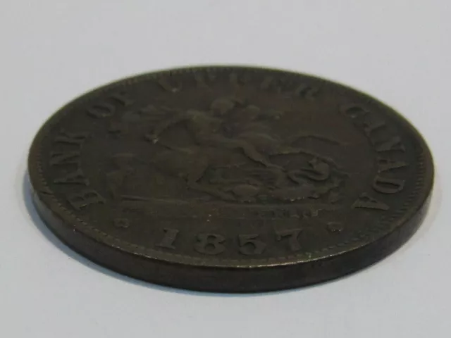 M374 Sehr schöner Kupfer Half Penny Token Bank of upper Canada 1857 D27mm 7g rar 2
