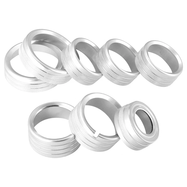 8 Pcs Silver Tone Aluminum Alloy AC Radio Switch Knob Cover