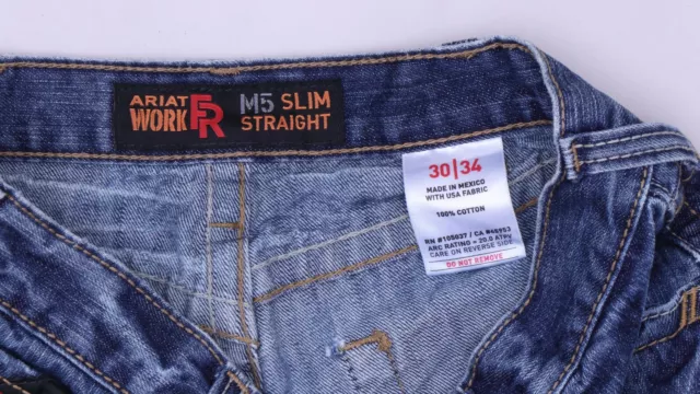 C3907 VTG ARIAT Men's FR M5 Slim Straight Leg Denim Jeans Size 30/34 ...