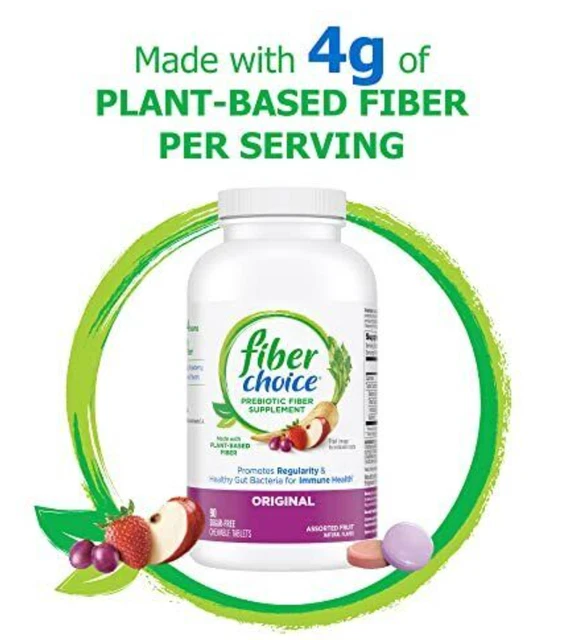 FIBER CHOICE DAILY Prebiotic Fiber Chewable Tablets, Assorted Fruit