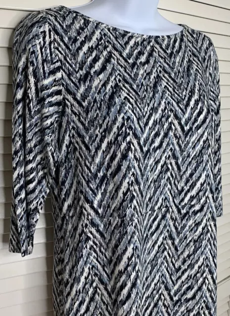 JJILL WEAREVER DRESS XS 3/4 Sleeve Blue White Black Chevron Stretch Comfort  $22.50 - PicClick