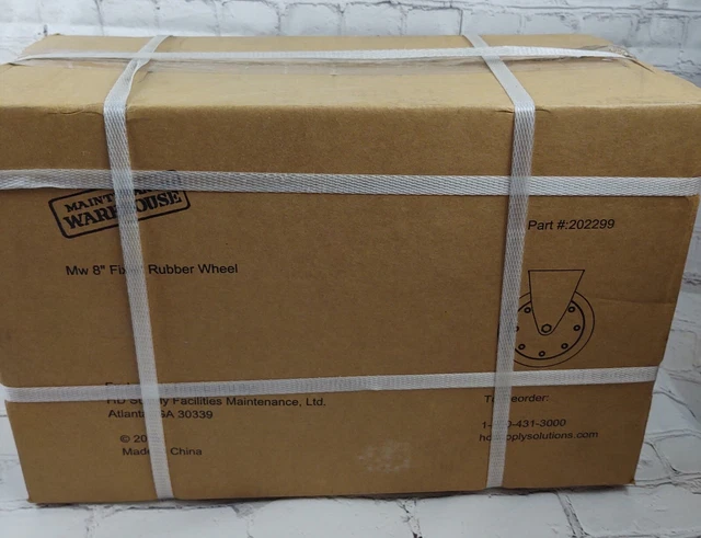 New Maintenance Warehouse 8" Fixed Rubber Wheels 6 Piece Case #202299
