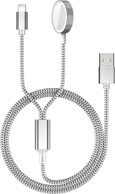 2 in 1 Watch Ladekabel für iWatch und iPhone Magnetisch USB Nylon Geflochten