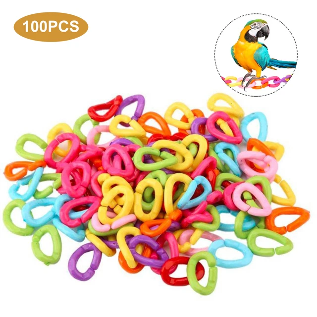 100 piezas/paquete de juguete para masticar hágalo usted mismo alivio del aburrimiento loro cadena gancho eslabones seguro