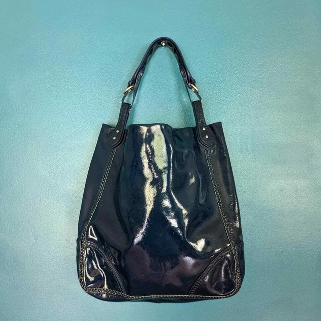 Sigrid Olson Vintage Bright Blue Patent Leather Single Strap Tote Shoulder bag