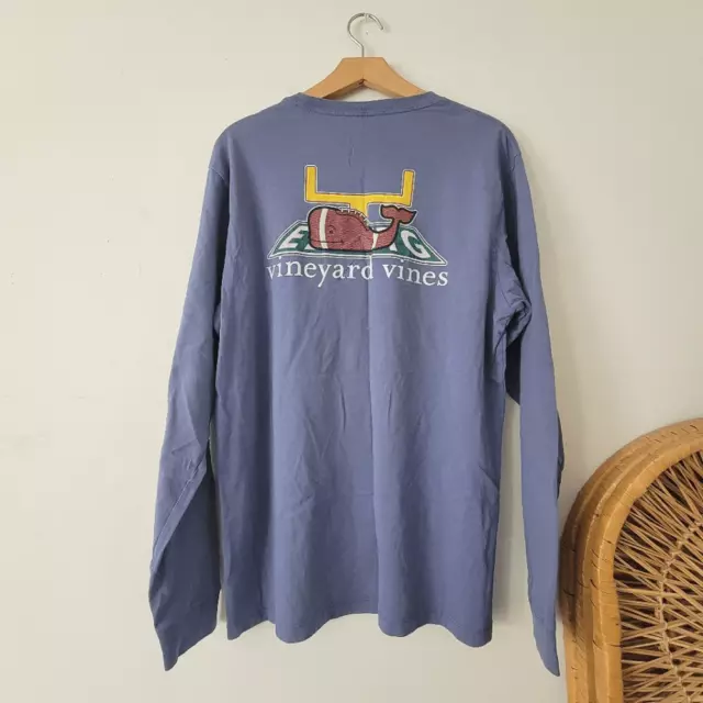 Vineyard Vines Whale Tee Pima Cotton Football Blue Long Sleeve M