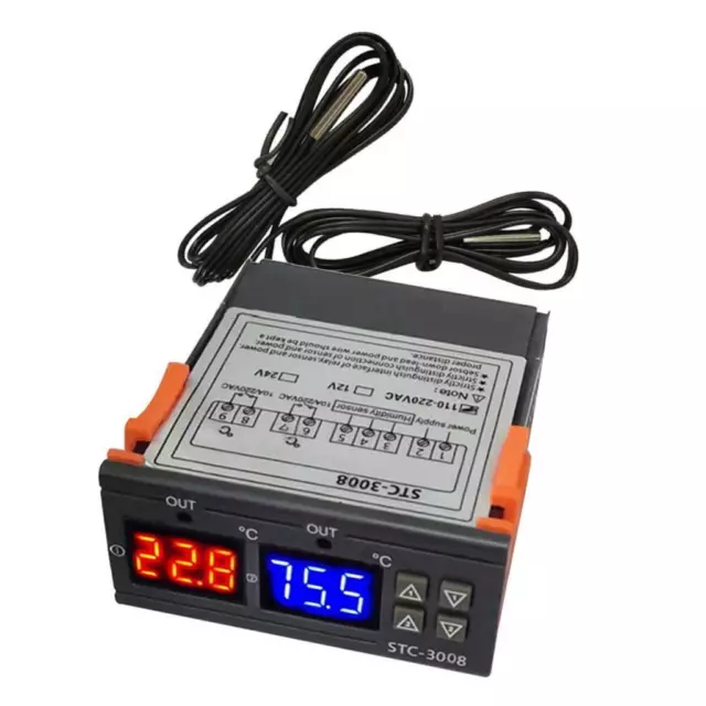 Stc-3008 12V 220V Thermostat électronique à double contrôleur de température