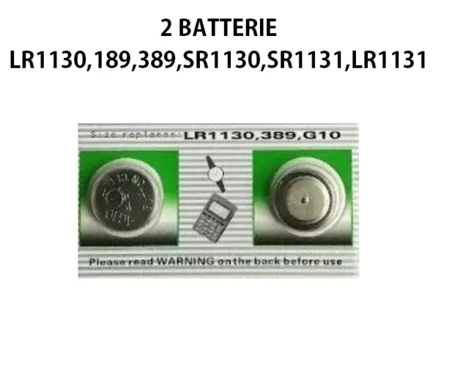 2X Batteria Pila bottone 1,5V AG10 LR54 G10 LR1130 389 SR1130W GP89A 189 SR1131