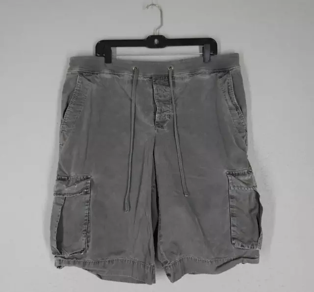 Standard James Perse Shorts Mens Size 4 Gray Cargo Drawstring Faded Distressed