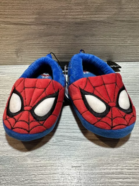 NEW Boy's Plush slippers by Marvel size 5/6~blue/red spiderman Toddler Slipper