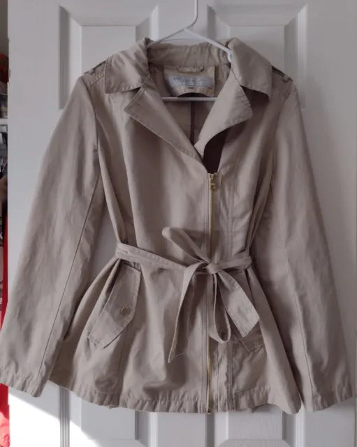 Andrew Marc New York Beige Tan Belted Trench Coat/Jacket Sz M